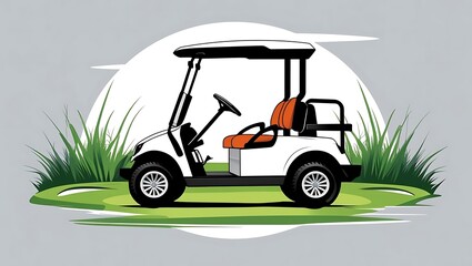 An Illustration of a Golf Cart on a Patch of Grass
