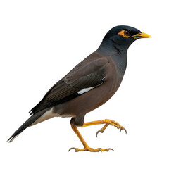 Obraz premium A common myna bird standing on a transparent background