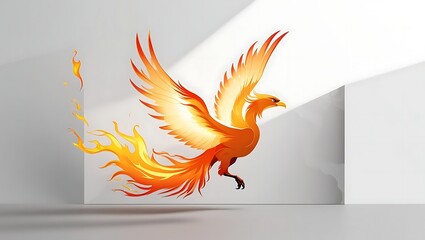 A Fiery Phoenix Bird Flying Out of the Light