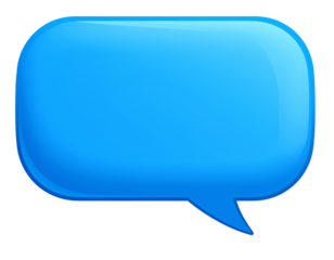 Minimal Flat Chat Bubble Icon in Solid Blue, Isolated PNG