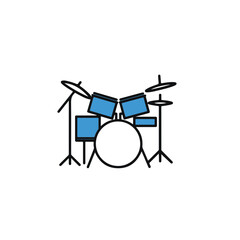 A drum kit outline against a bright backdrop.