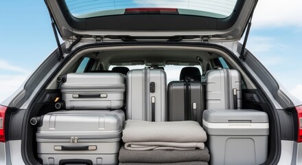 Car Trunk Full of Luggage Ready for Travel