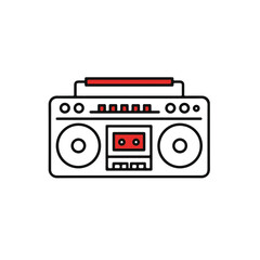 Fototapeta premium Retro Music Boombox in red and black.