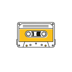 Obraz premium A classic yellow cassette tape on a minimalist background.