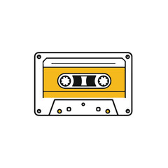 Obraz premium A classic cassette tape illustration, a nostalgic symbol of vintage audio technology. 