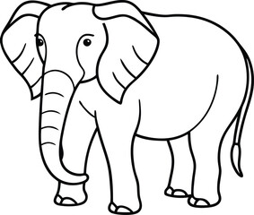 Cute gray baby elephant cartoon walking with a large trunk, a wild animal illustration isolated on white