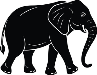 Gray baby elephant vector cartoon illustration walking in the wild