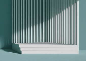 Minimalist platform product display sunlight shadows