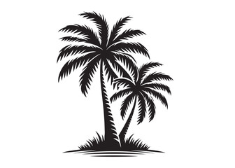 coconut tree logo silhouette vector, tropical palm tree silhouette vector logo design, palm tree summer logo vector illustration, palm tree summer logo silhouettes vector on white background