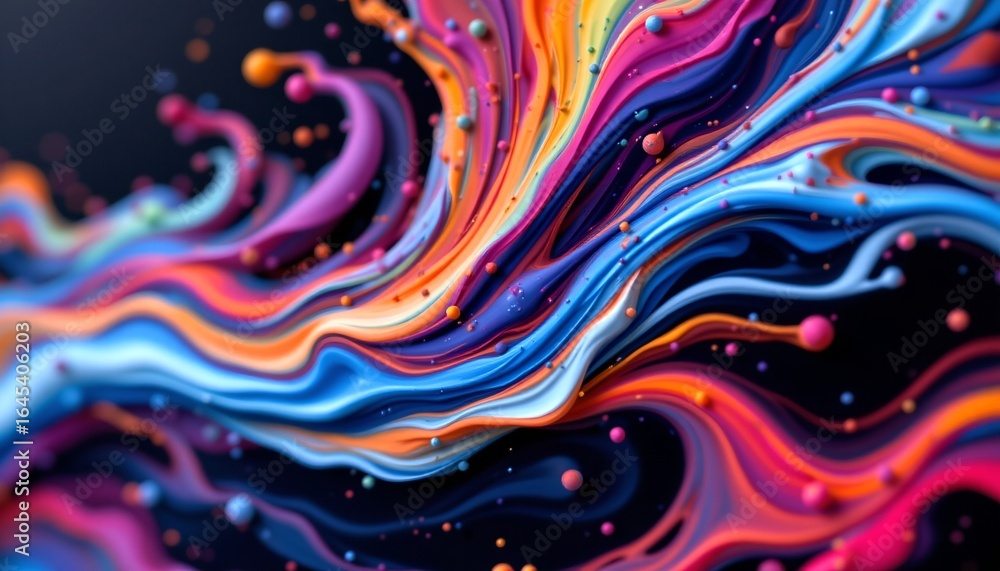 Poster a captivating abstract artwork featuring vibrant colors and dynamic shapes, creating a mesmerizing v
