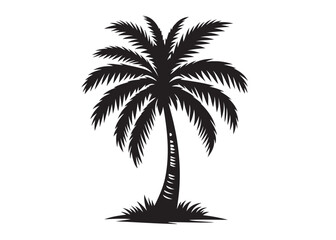 coconut tree logo silhouette vector, tropical palm tree silhouette vector logo design, palm tree summer logo vector illustration, palm tree summer logo silhouettes vector on white background