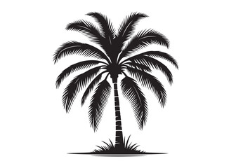 coconut tree logo silhouette vector, tropical palm tree silhouette vector logo design, palm tree summer logo vector illustration, palm tree summer logo silhouettes vector on white background