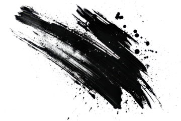 black ink splat texture isolated on white or transparent png