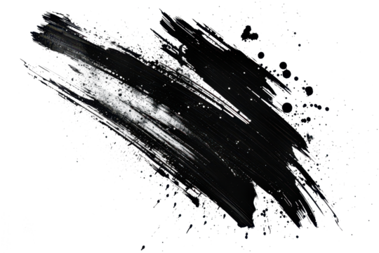 black ink splat texture isolated on white or transparent png