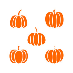 Negative space pumpkin vector icon set, creative autumn harvest outline illustrations, modern seasonal clipart collection