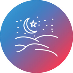 Desert Night Line Gradient Circle Background Icon