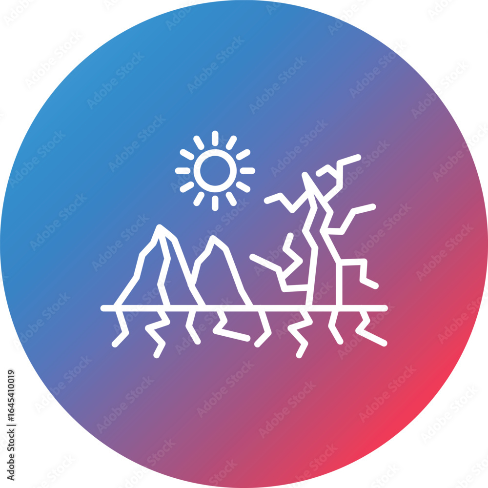 Poster dry tree line gradient circle background icon