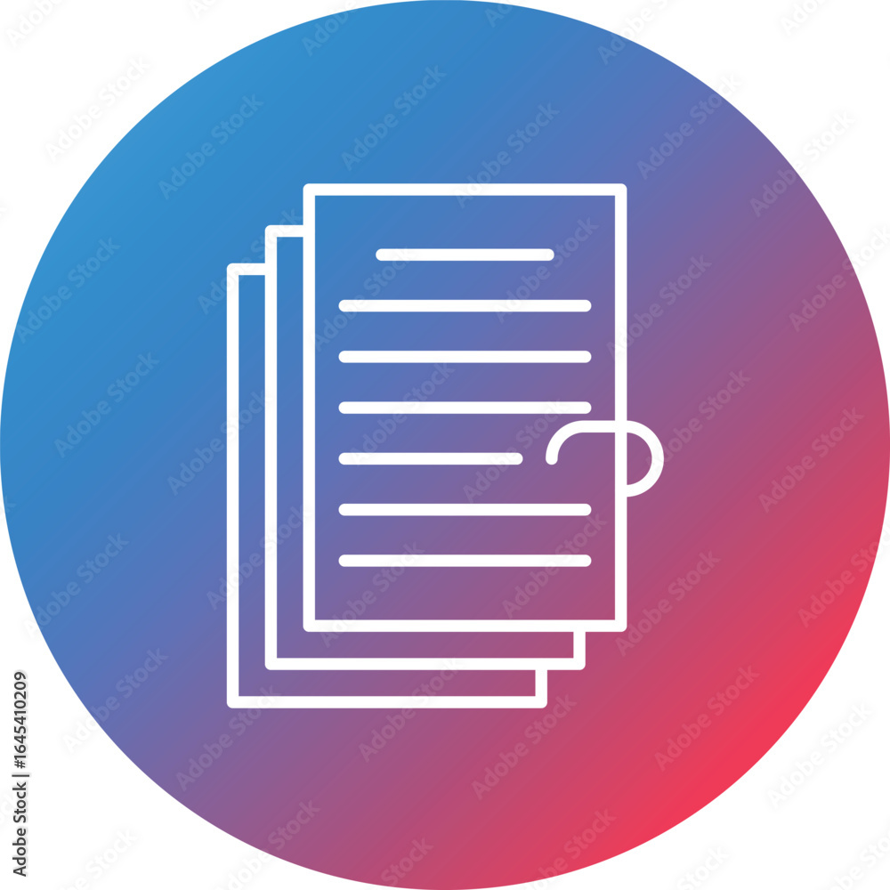 Poster attached file line gradient circle background icon
