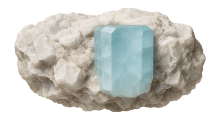 Beryl crystal with pale blue hue in pegmatite matrix from Minas Gerais, Brazil