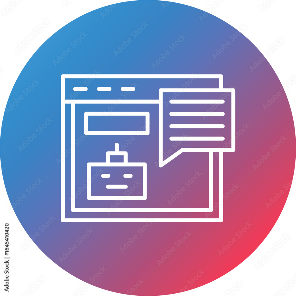 Poster chatbot line gradient circle background icon
