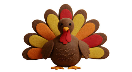 Soft, plush turkey sits on black. It is ideal for Thanksgiving posters, banners, and holiday marketing.