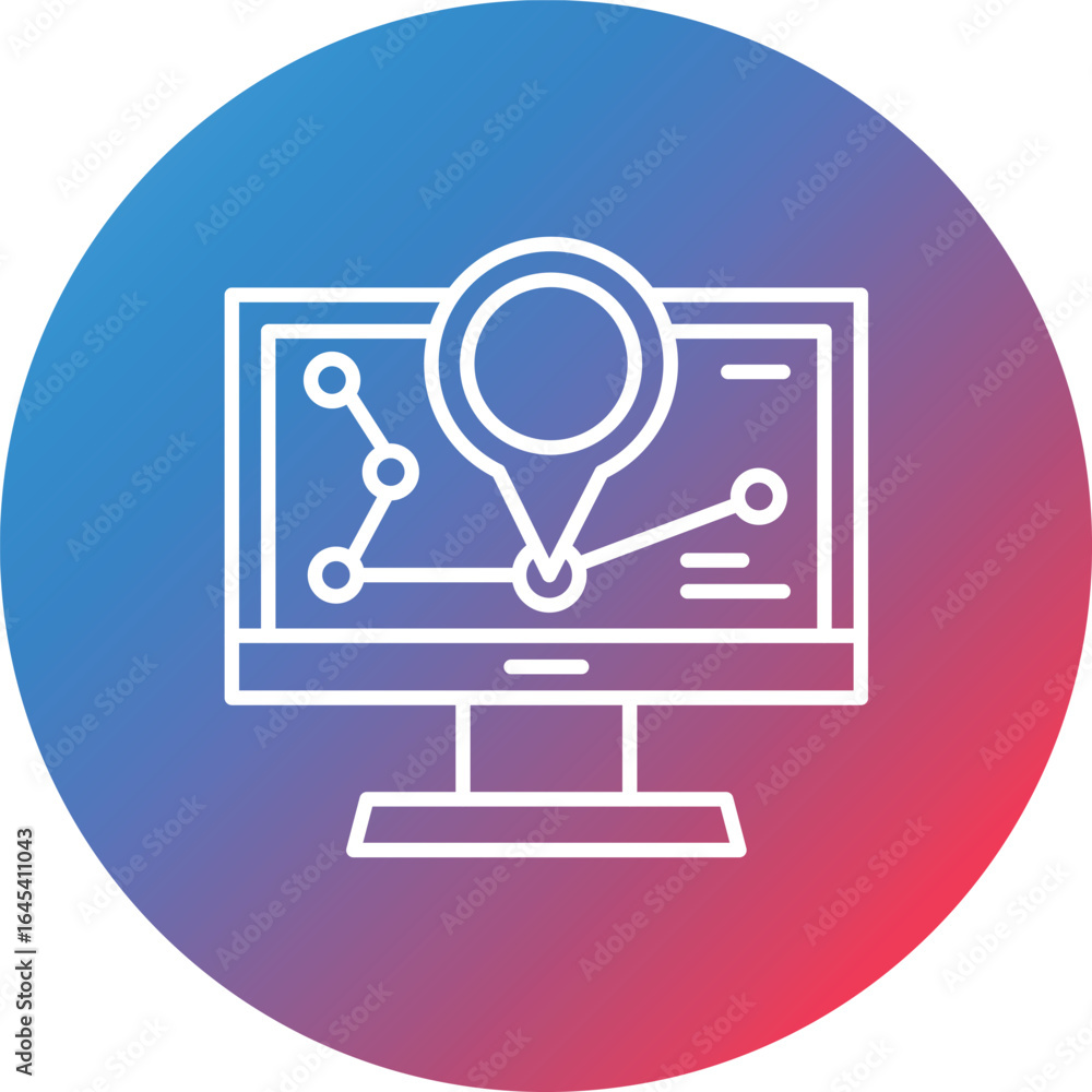 Poster gps line gradient circle background icon