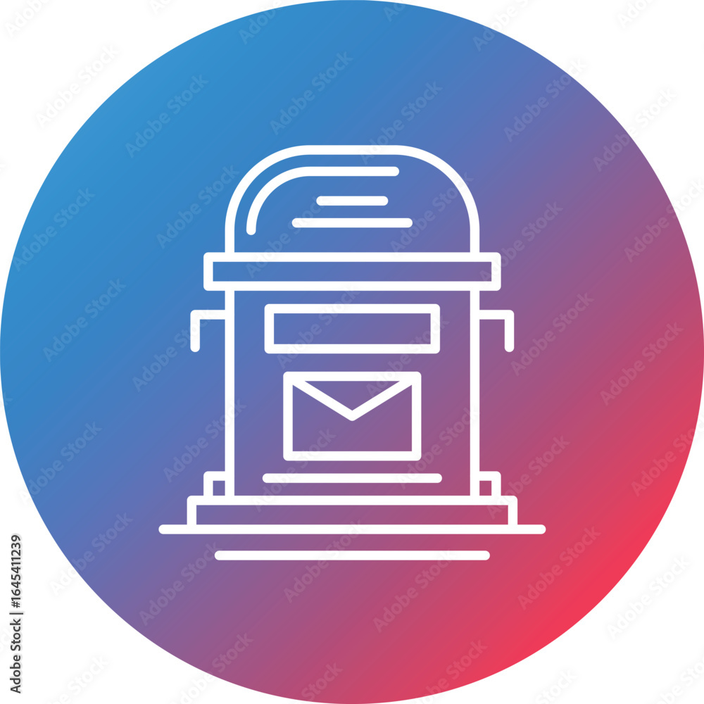Poster mailbox line gradient circle background icon