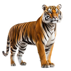 Obraz premium Majestic Tiger Black Background Wild Cat Powerful Predator Orange Stripes, isolated on a transparent background
