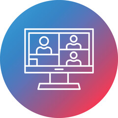 Online Meeting Line Gradient Circle Background Icon