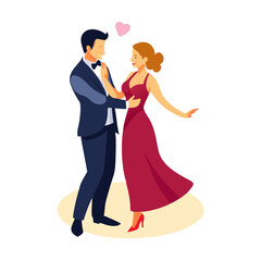 Vector Illustration Of A Couple Dancing In Formal Dress

