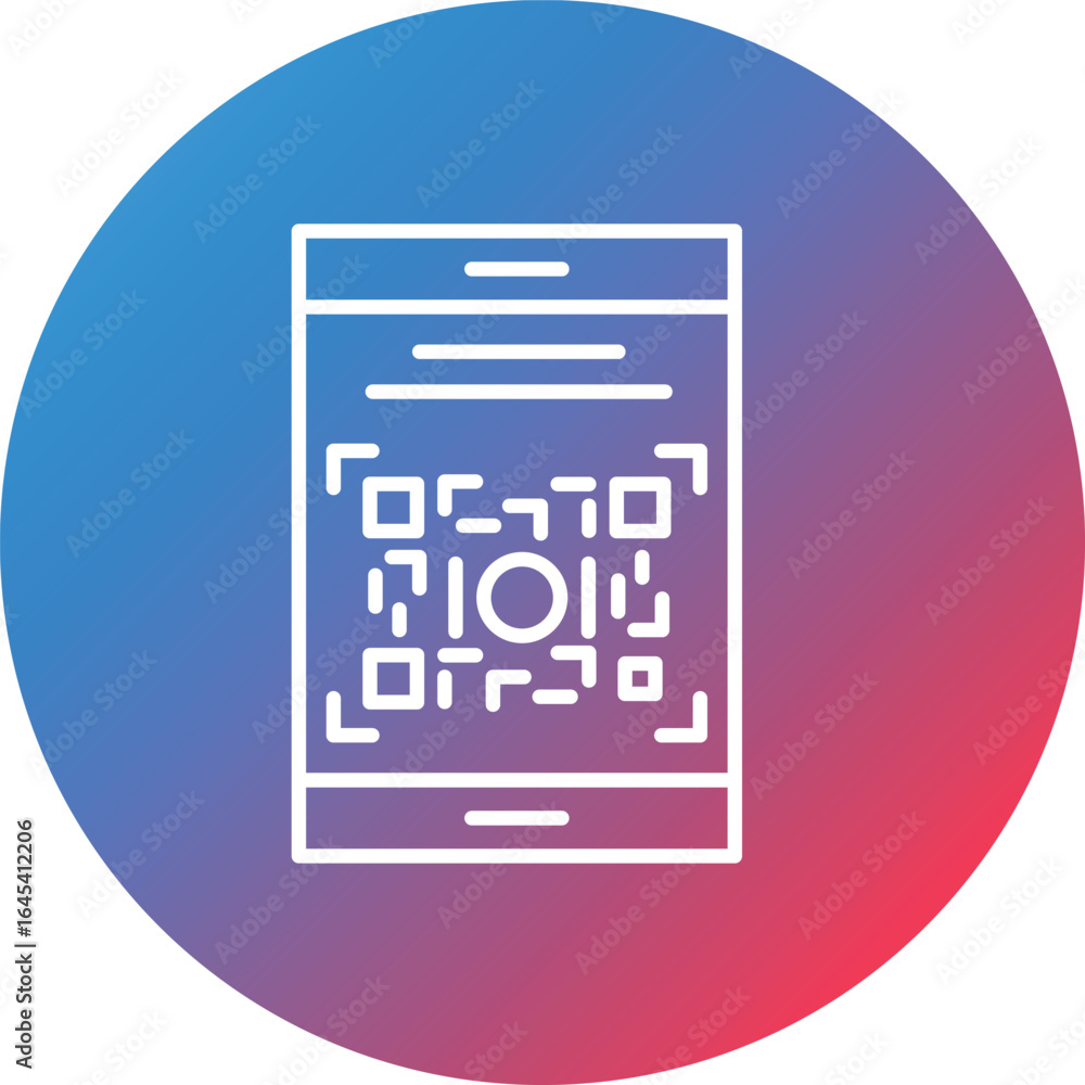 Poster qr code line gradient circle background icon