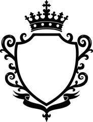 "Royal Heraldic Shield Emblem with Crown and Ribbon" vector bundle graphics 