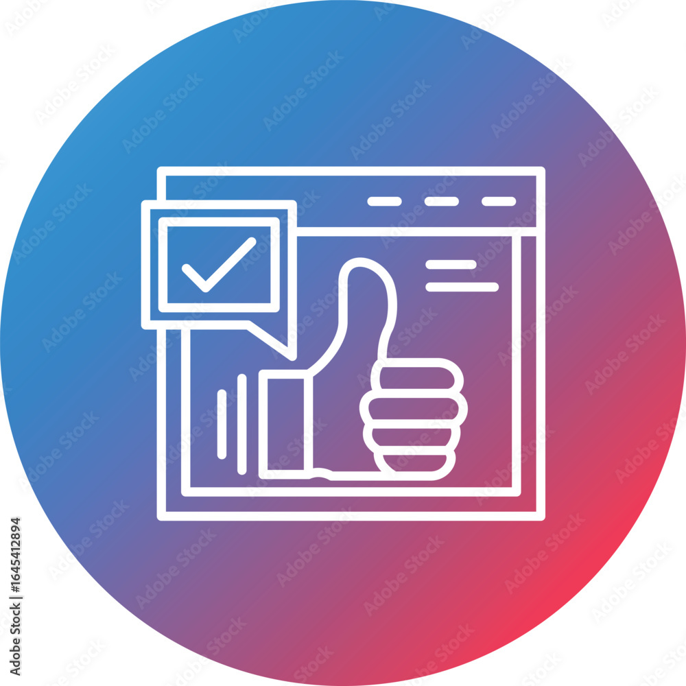 Poster thumbs up line gradient circle background icon
