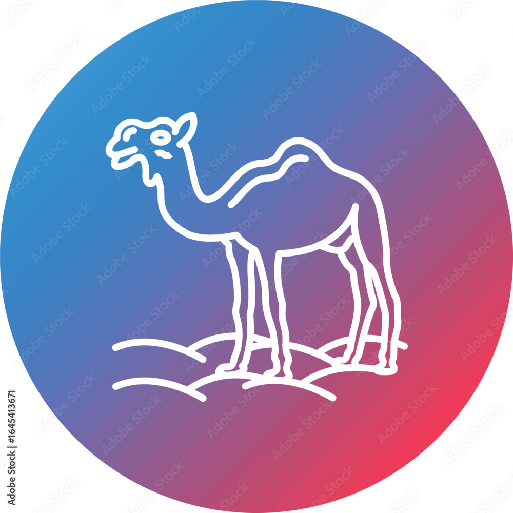 Poster camel line gradient circle background icon