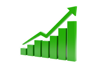 Green Upward Trend Graph: Business Growth Chart isolated on transparent background
