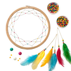 colorful feathers on white