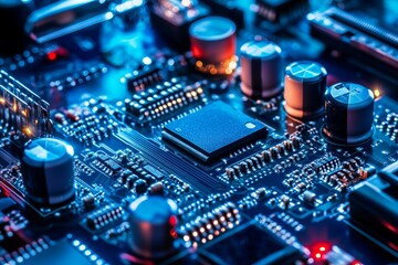 Close-up of circuit board with glowing components (2)