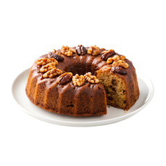 chocolate cake on white background