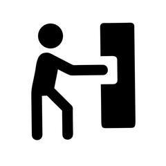 Figure Pulling the Door Handle Outline Icon – Action and Interaction Vector Illustration