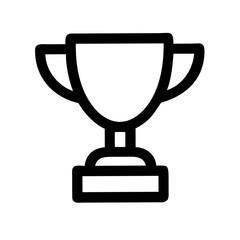Golden Trophy Cup Award Victory Winner Celebration Outline Vector Icon Design
