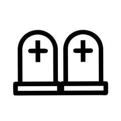 Obraz premium Graveyard Tombstones Cemetery Memorial Death Halloween Outline Vector Icon Design