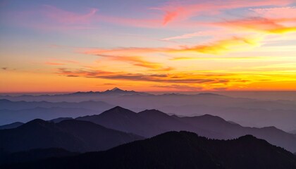 Fototapeta premium Majestic sunrise over a mountain range.