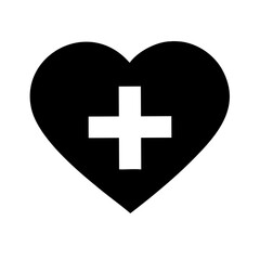 Obraz premium Heart Cross Medical Healthcare First Aid Minimal Outline Vector Icon Design