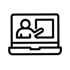 Laptop Showing Teacher in Live Class Icon – Online Learning and Education Illustration for E-Learning, Virtual Classroom, and Remote Teaching