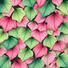 Obraz premium seamless pattern with pink and green leaves