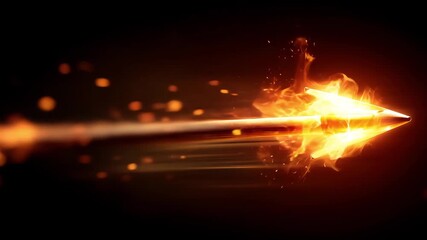An arrow ignites as it flies swiftly through a dark backdrop, leaving a trail of flames and sparks - Powered by Adobe