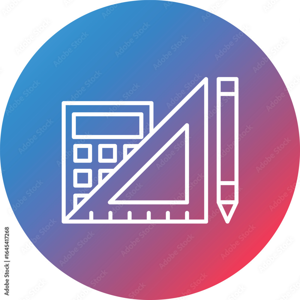 Poster mathematics tools line gradient circle background icon