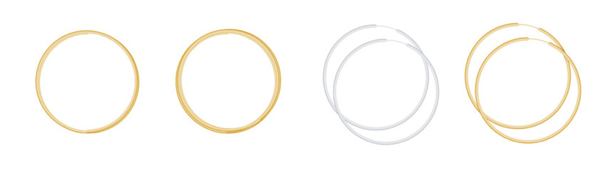 Golden circle frame set. Gold circles frames. Round shiny design element. Vector