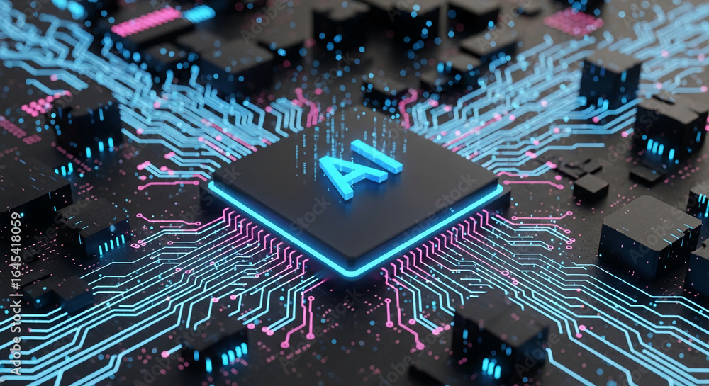 Aufkleber ai symbol on glowing circuit board, showcasing technological advancement and artificial intelligence