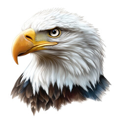 Obraz premium Majestic Bald Eagle Head Profile View Wildlife Art, isolated on a transparent background